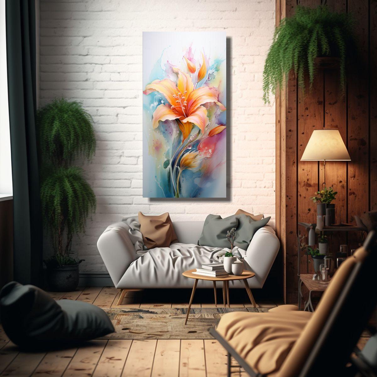 Pintura Floral En Bastidor Para Decoración De Pas 50x100cm-2