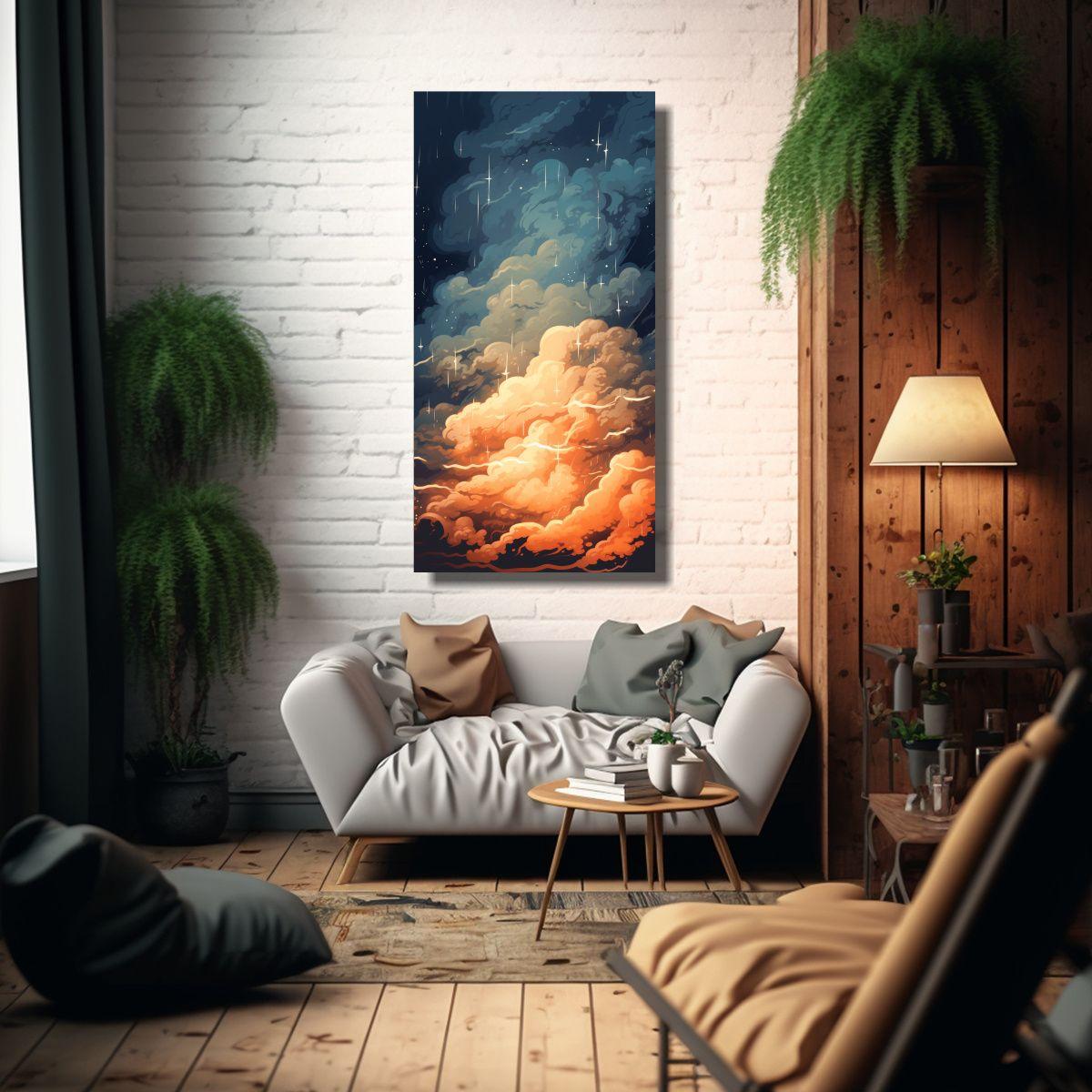 Cuadro Decorativo De Tormenta Con Nubes En Tonos R 20x40cm-2