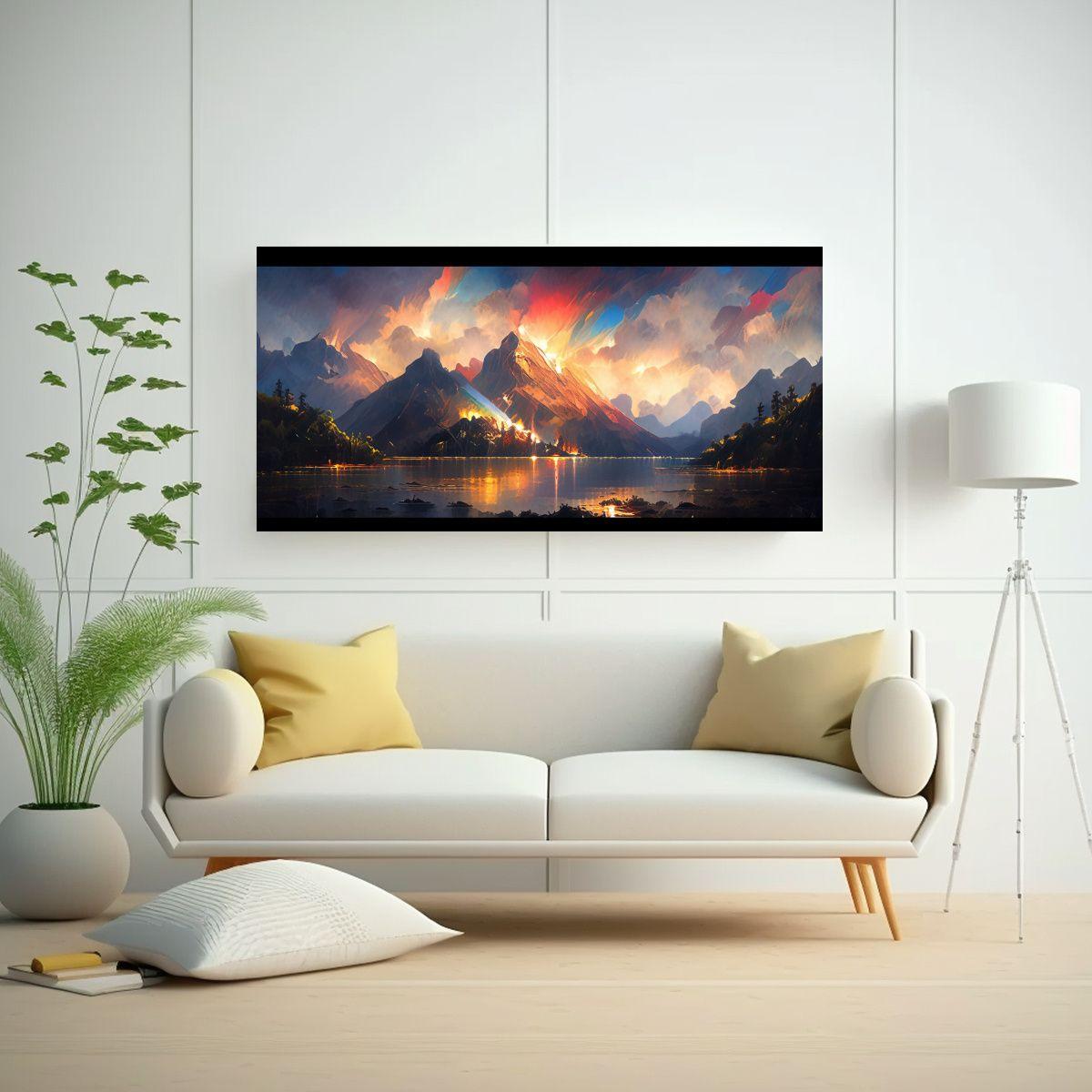 Cuadro Impreso Personalidad: Montañas Junto Al La 100x50cm-2