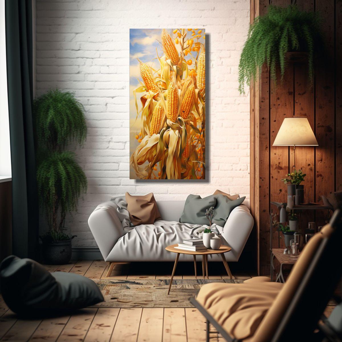 Pintura Abstracta De Granos De Maíz En Relieve 60x120cm-2