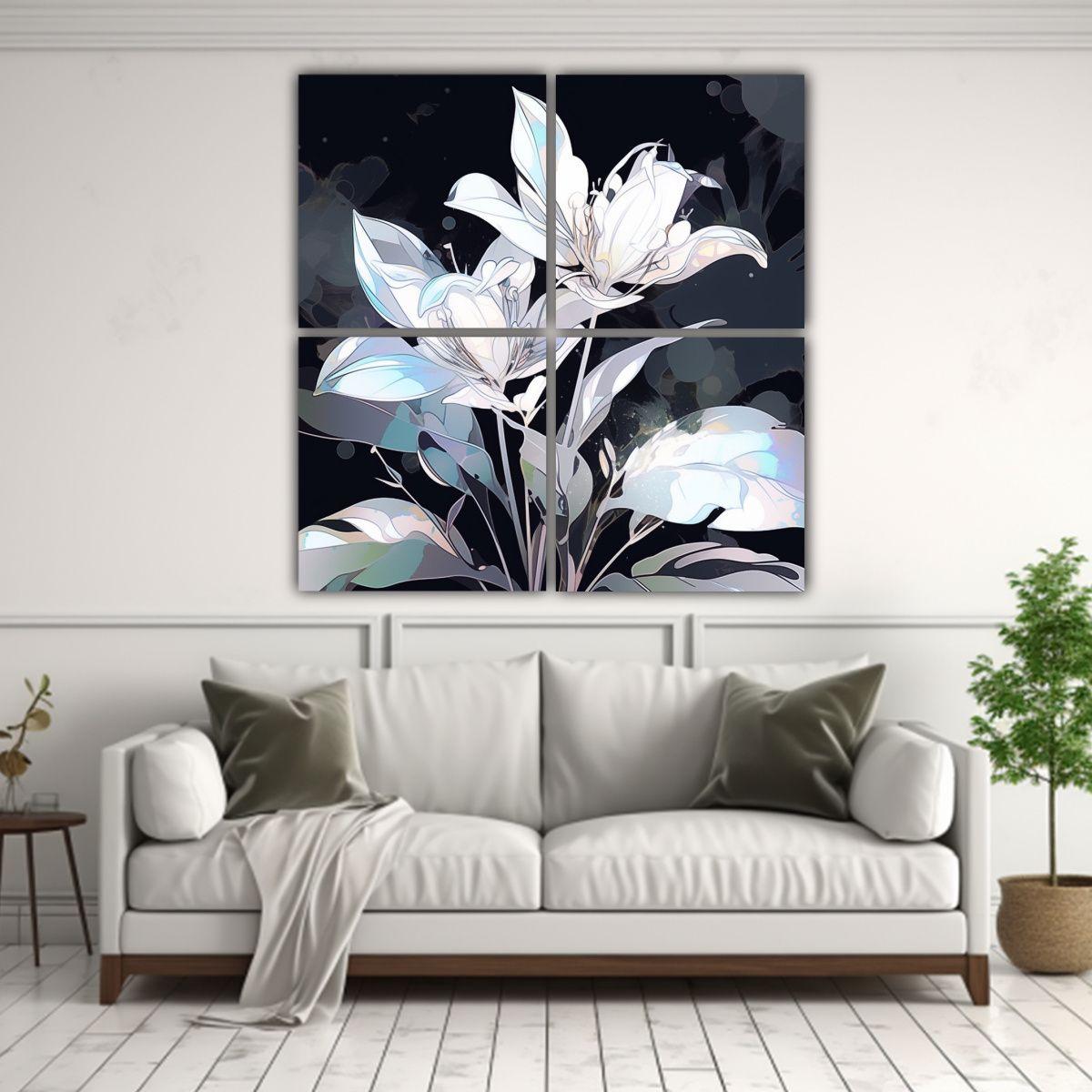 Cuatro Canvas Impreso Mural White Colors Neonoir 60x60 Cm-2