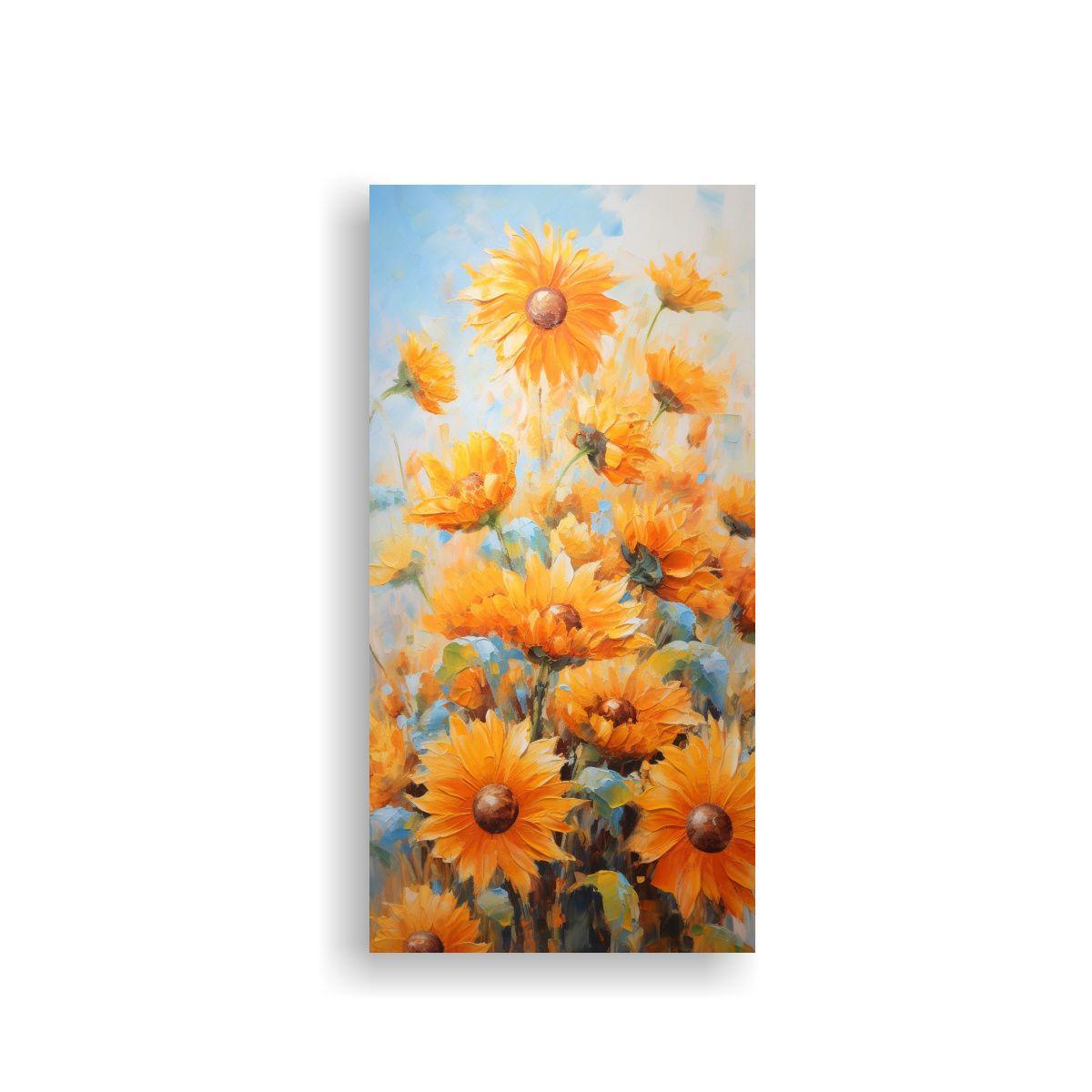 Pintura Conceptual De Girasoles Naranjas En Lienzo 50x100cm-0