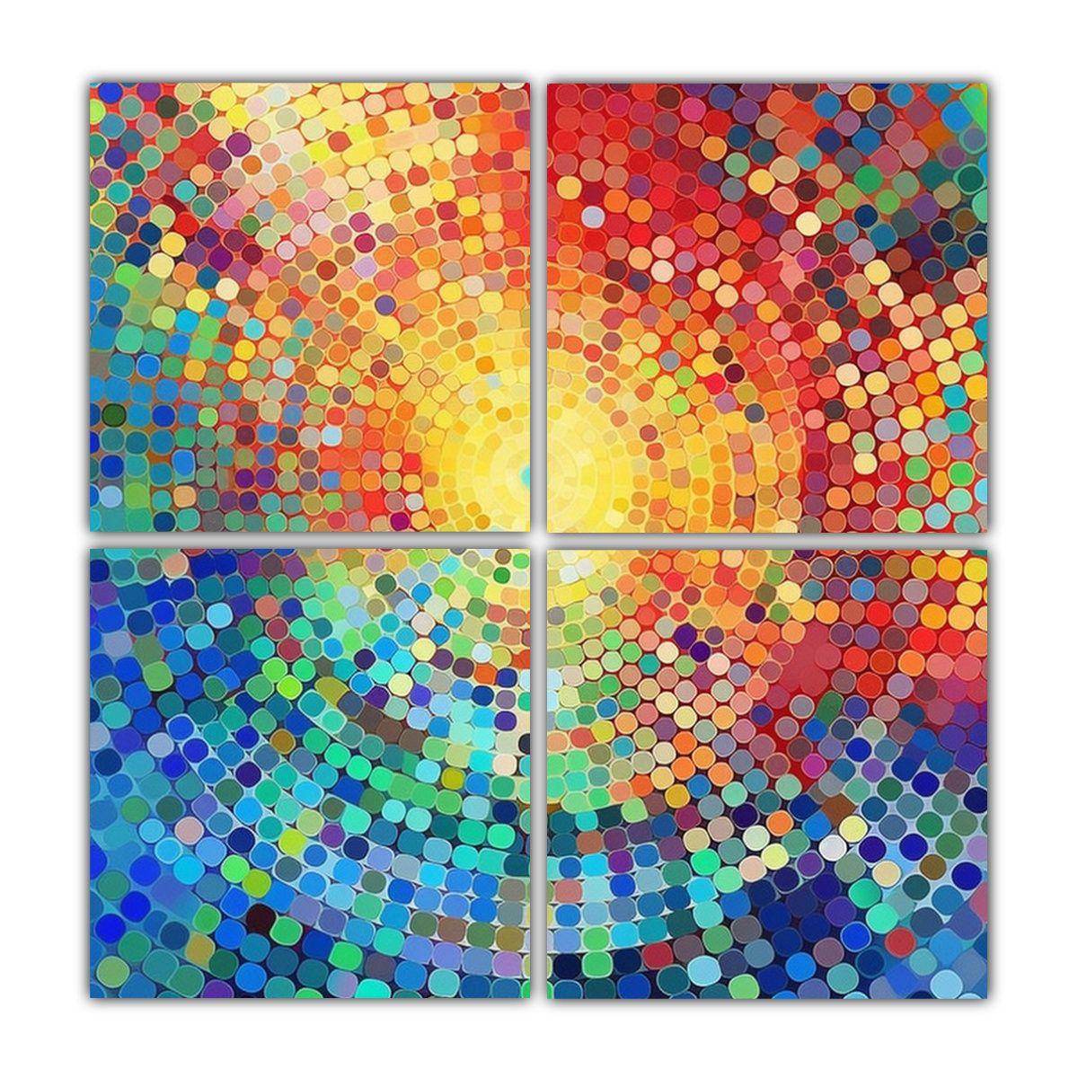 4 Lienzos Impresos De Arte Abstracto En Colores 80x80 Cm-0