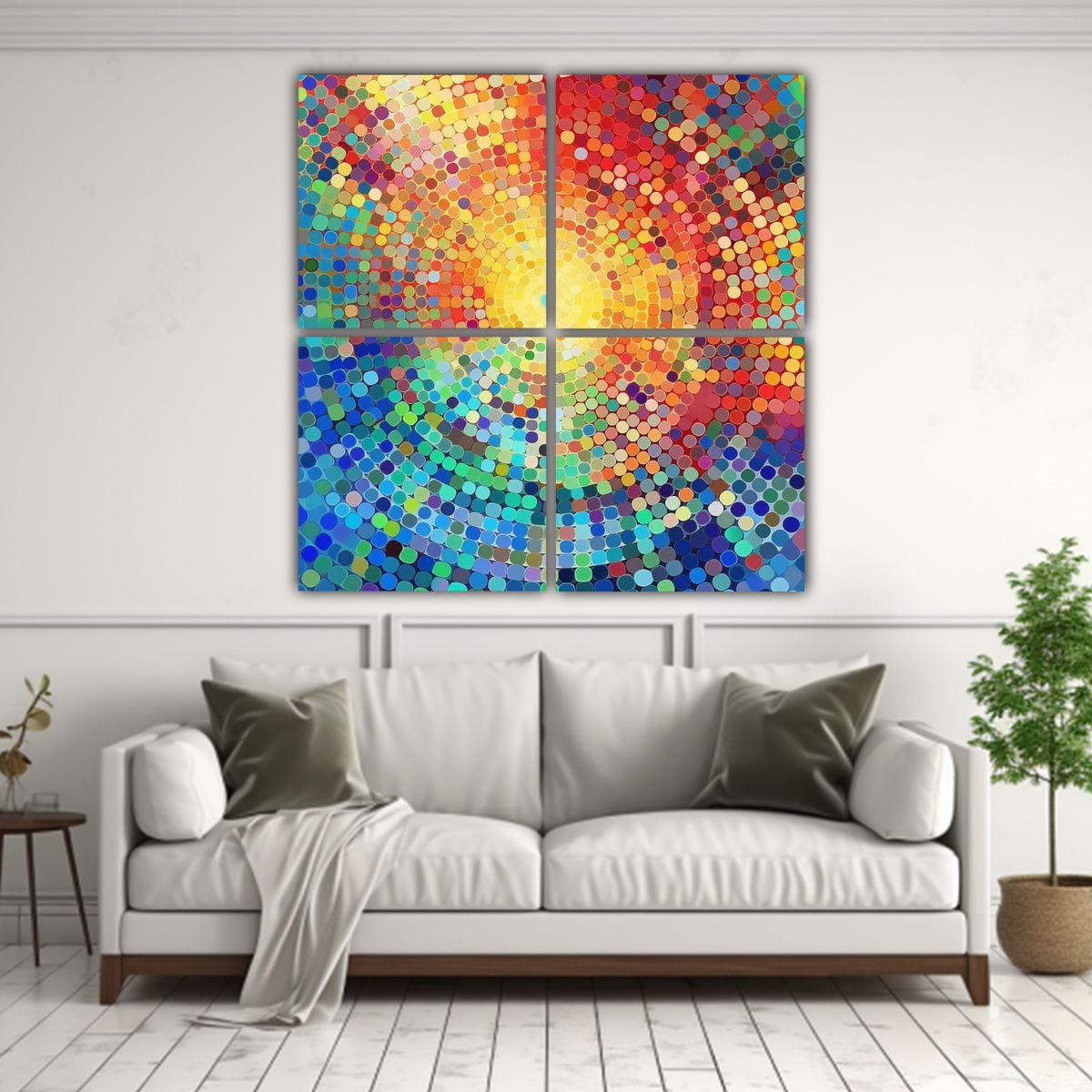 4 Lienzos Impresos De Arte Abstracto En Colores 80x80 Cm-2