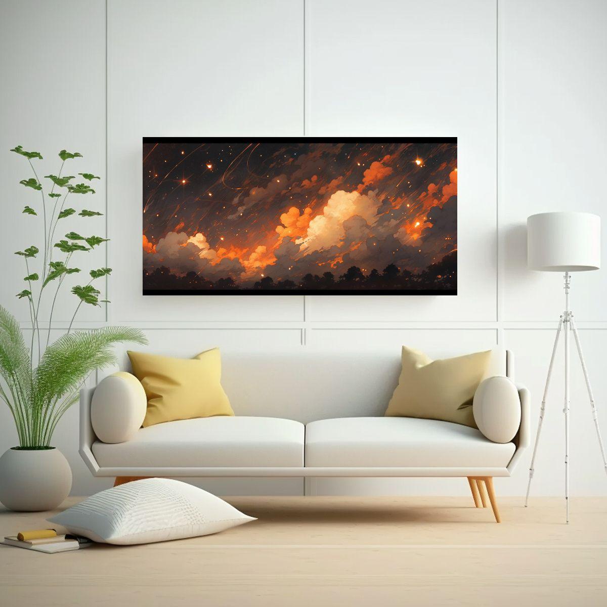 Cuadro Decorativo Abstracto Lienzo Nocturno Con Co 160x80cm-2