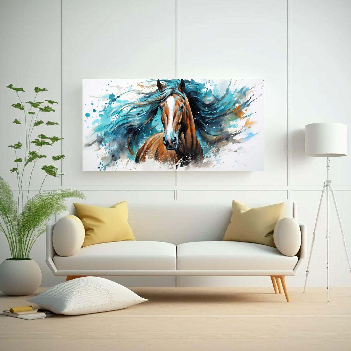 Pintura De Clydesdale Horse En Acuarelas Y Colores 160x80cm-2