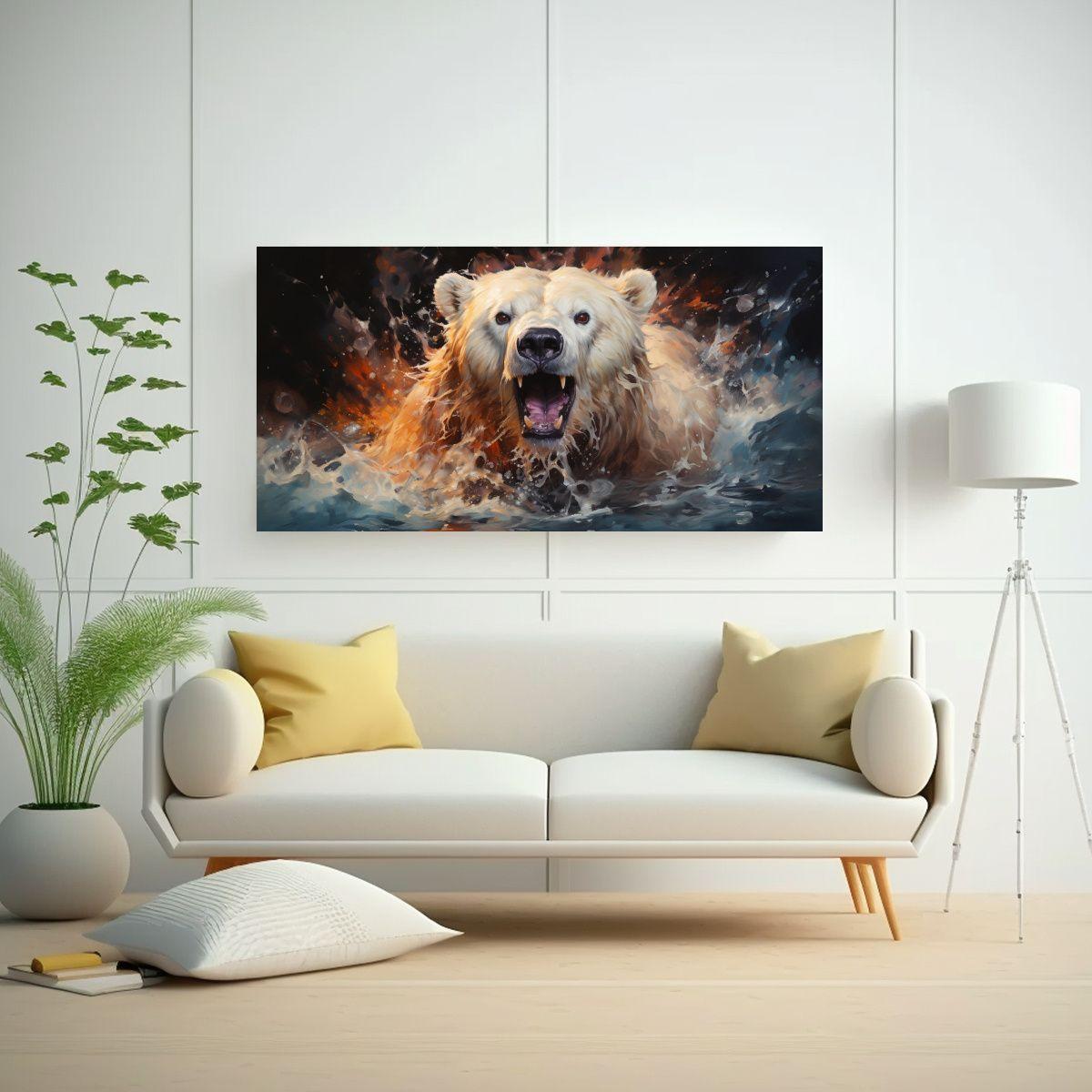Cuadro En Bastidor Moderno Con Personalidad: Oso 80x40cm-2