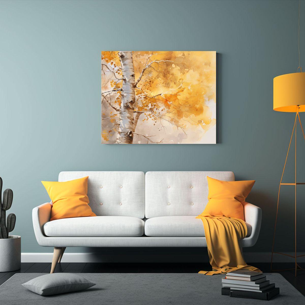 Pintura Abstracta De Un árbol De Aspen Temblón 45x30cm-2