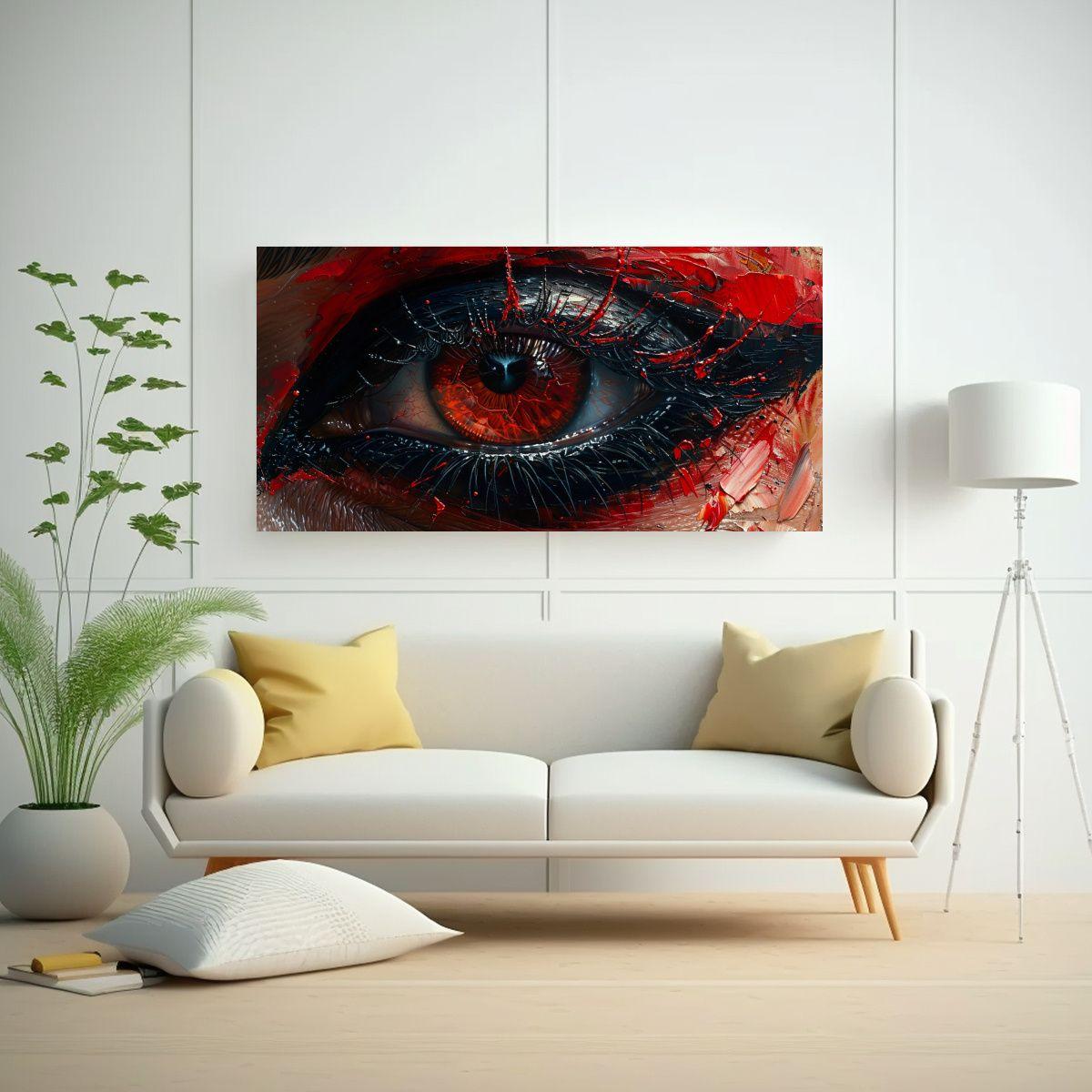 Cuadro Abstracto: Ojo Como Estilo óleo En Lienzo 140x70cm-2