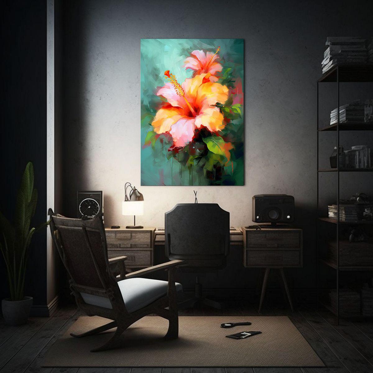 Cuadro Decorativo Canva Creativa Adorno Hibiscus 80x120cm-2