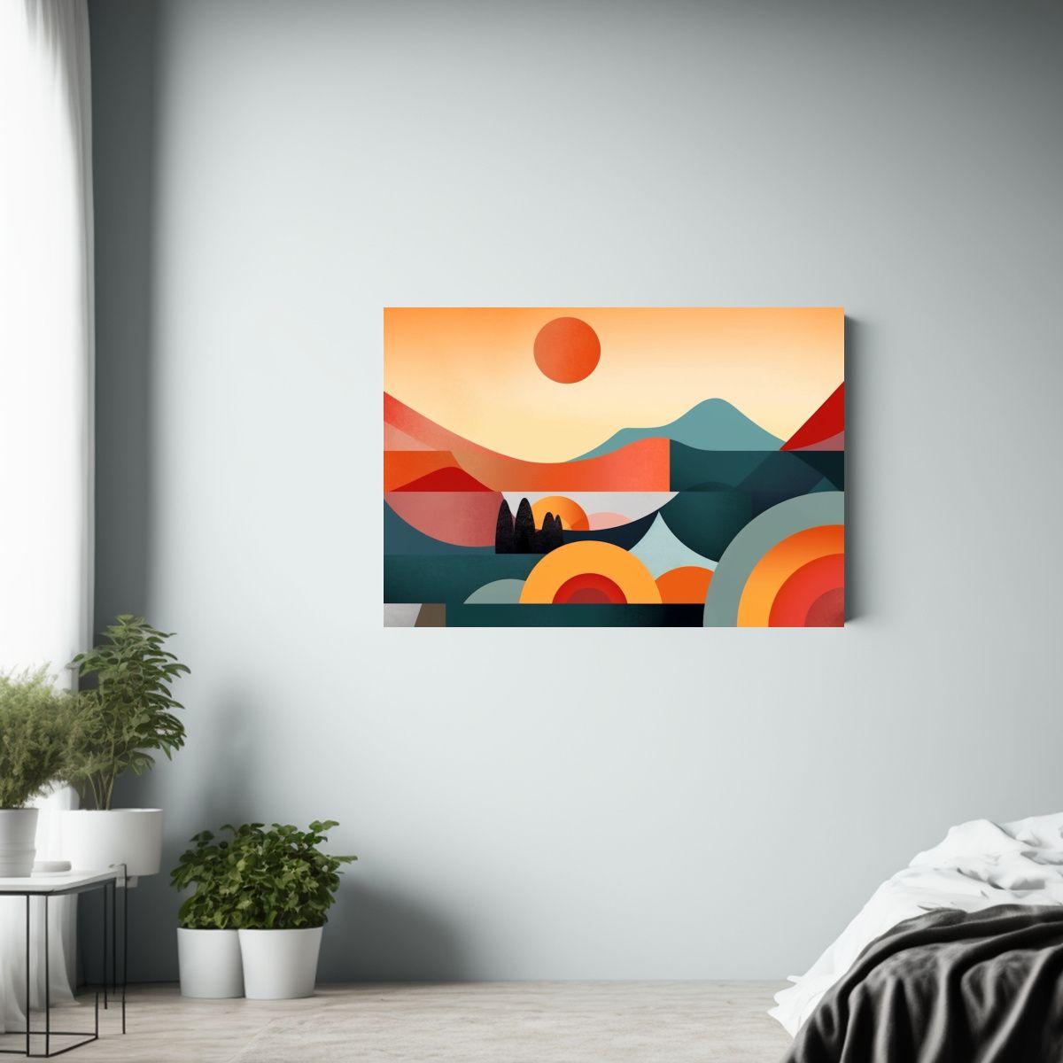Cuadro Abstracto Armonía Cromática Inspirado En Paisaje De 75x50cm-2