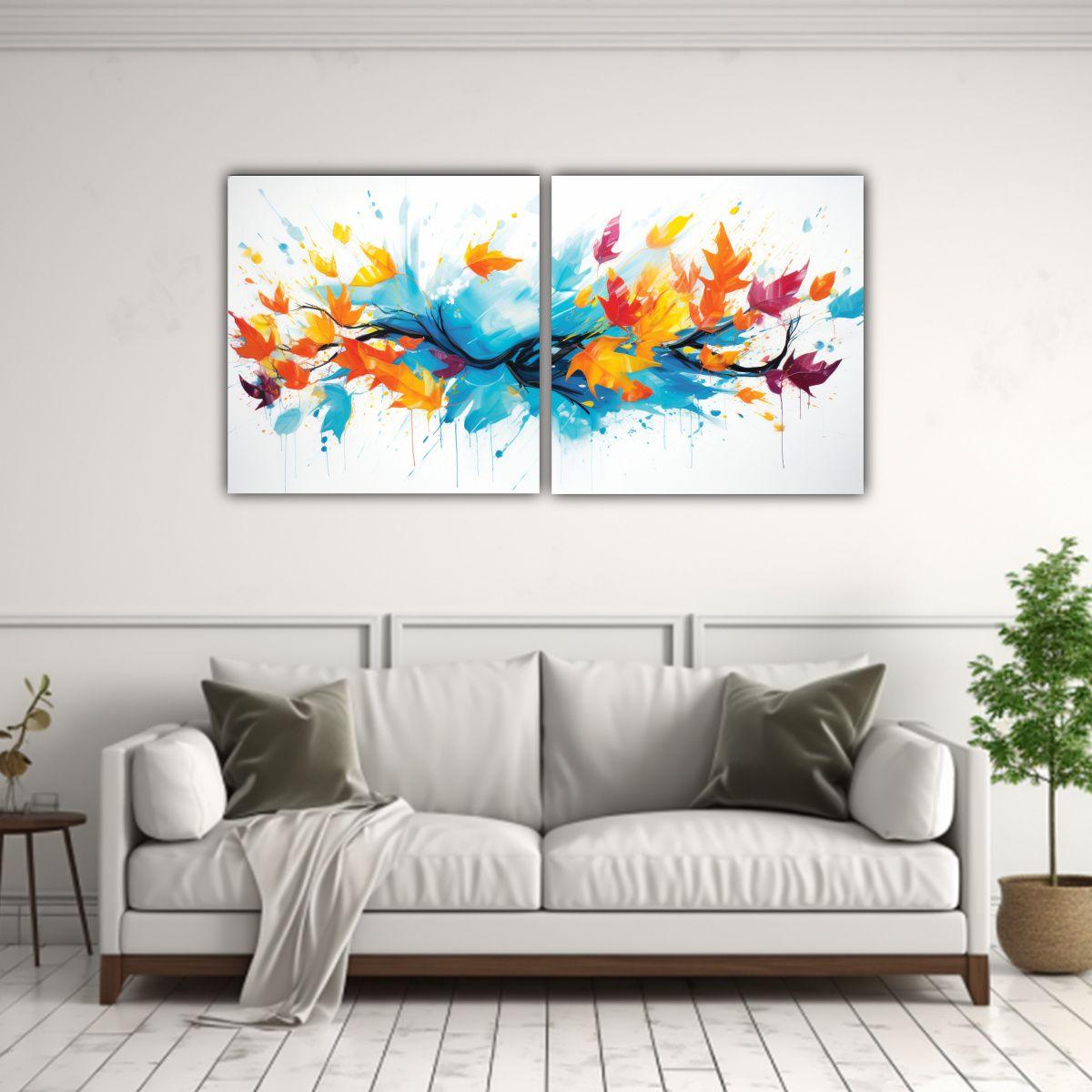 Pinturas De Decoración Inspiradoras Con Hojas 80x40 Cm-2
