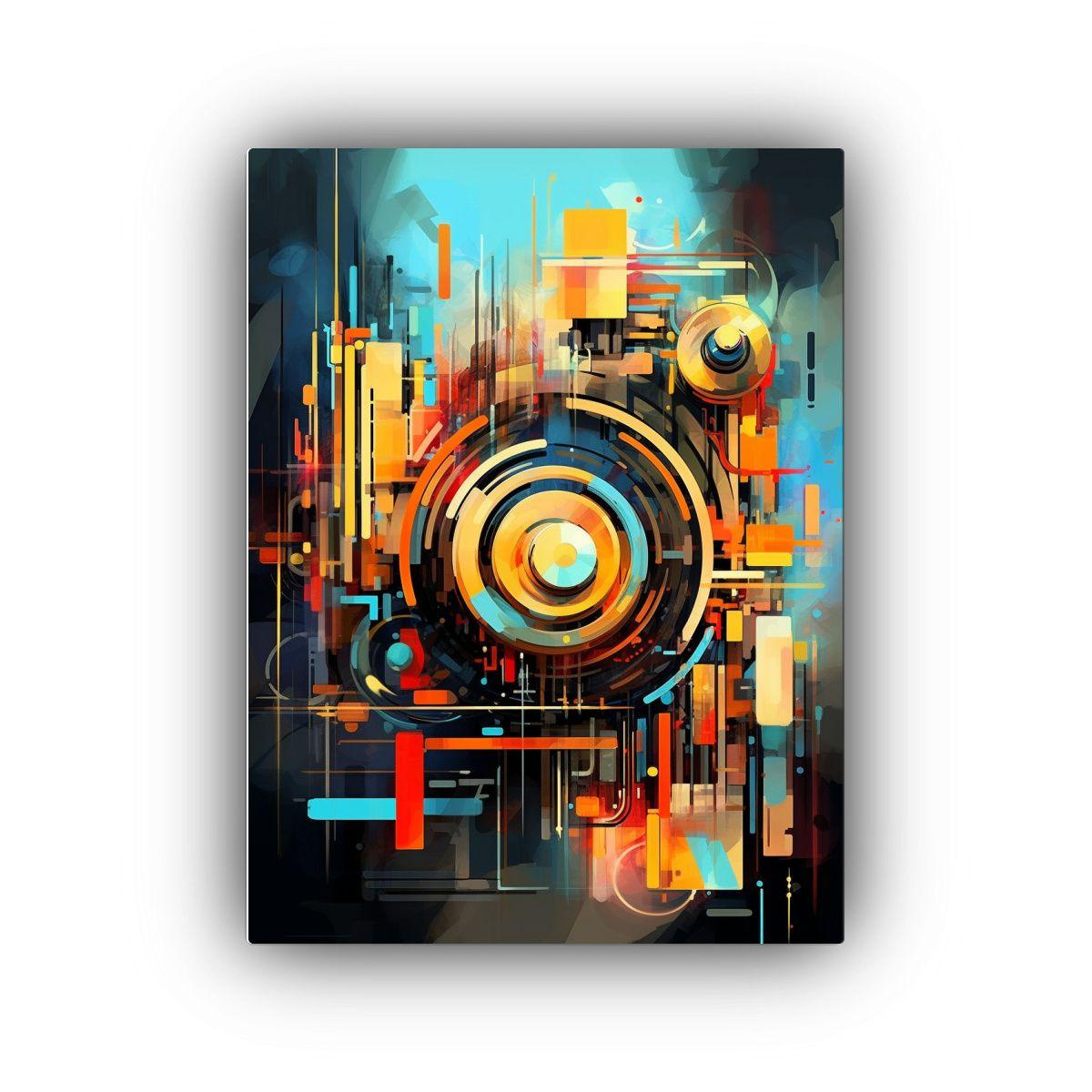Tela En Bastidor: Diseño Geométrico Abstracto 50x65cm-0