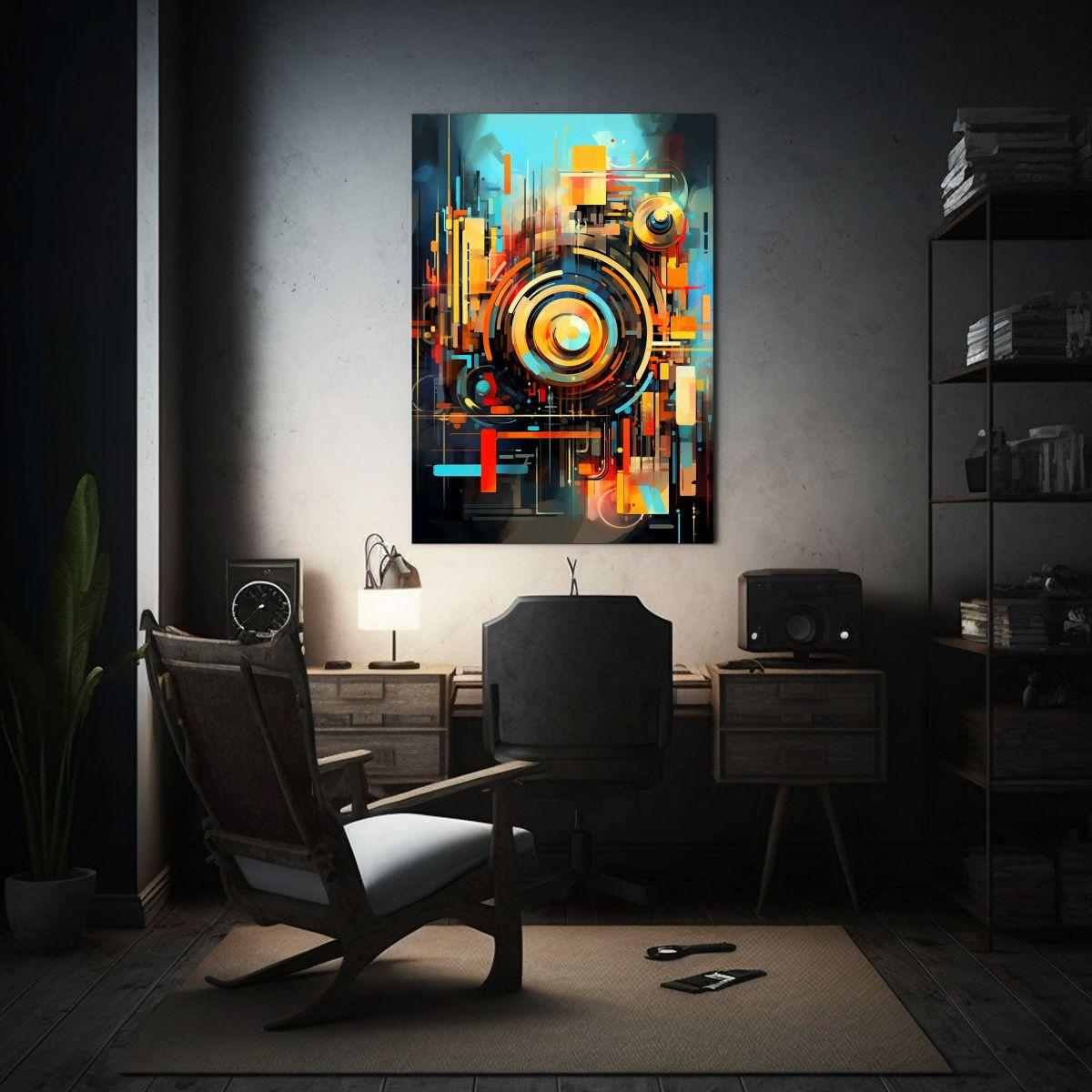 Tela En Bastidor: Diseño Geométrico Abstracto 50x65cm-2