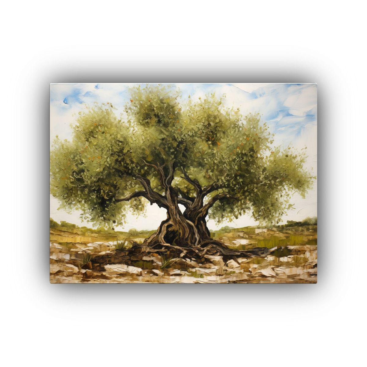 Pintura Abstracta Detallada De Un Olivo Cuadro De Inspiraci 120x80cm-0