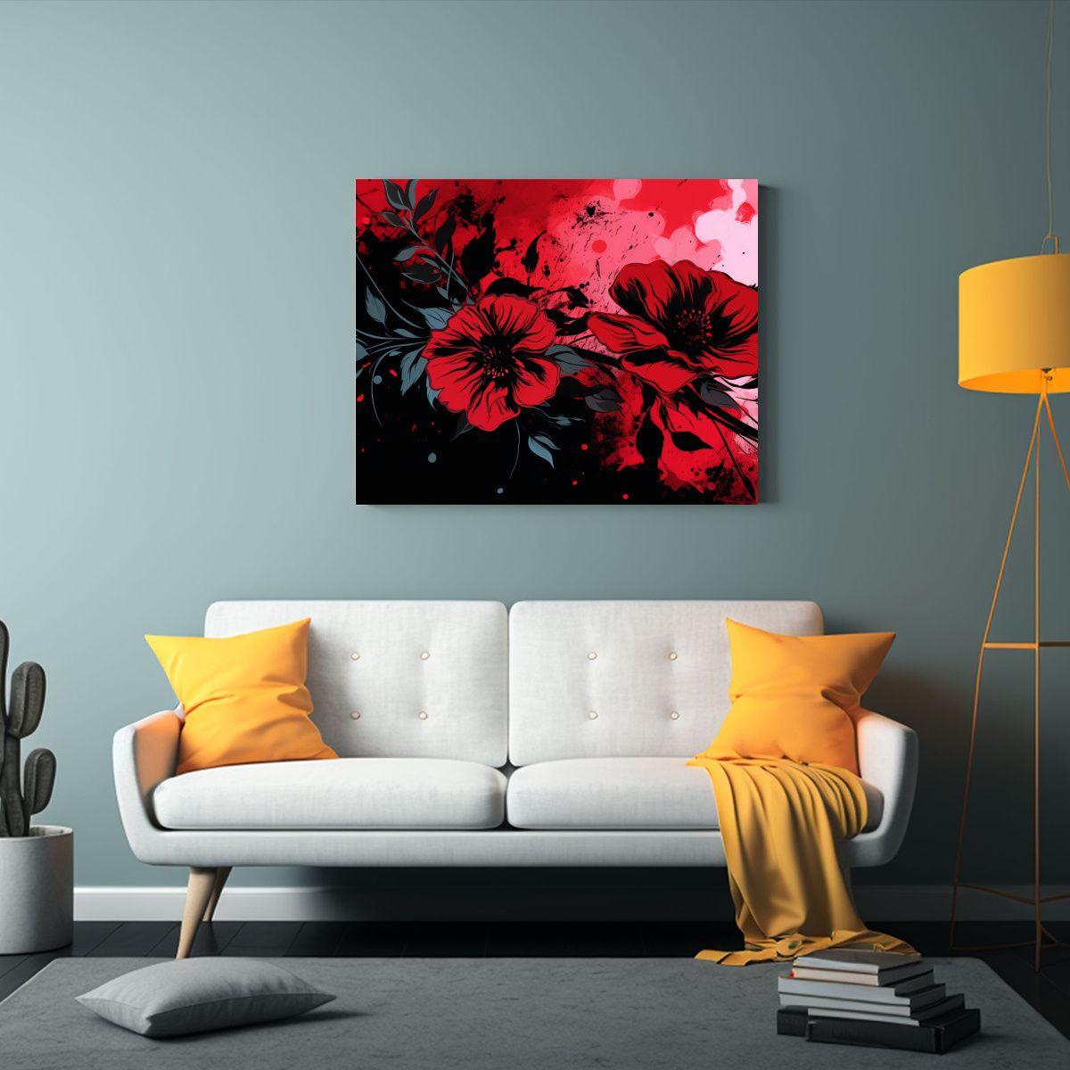Pinturas De Decoración En Estilo Neonoir En Colores Rojo Y  60x40cm-2