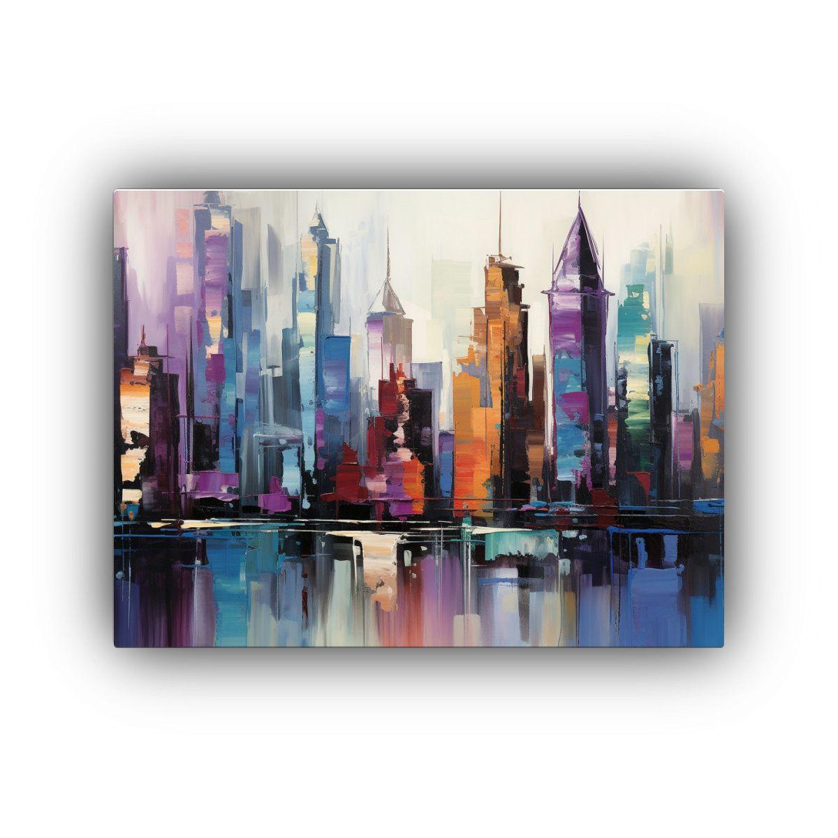 Cuadro Abstracto Impreso Contraste Manhattan Skyline 40x30cm-0