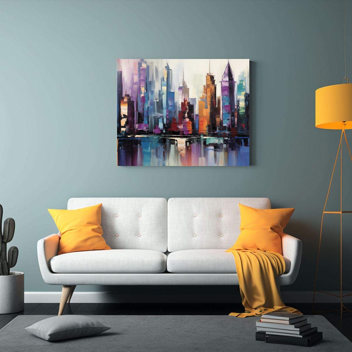 Cuadro Abstracto Impreso Contraste Manhattan Skyline 40x30cm-2