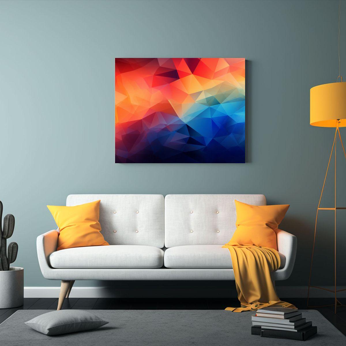 Pinturas Decorativas Abstractas Con Polígonos En Movimiento 65x50cm-2