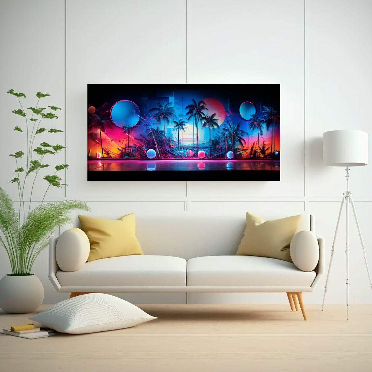 Cuadro Diseño Equilibrio Visual Abstracto Neon 160x80cm-2
