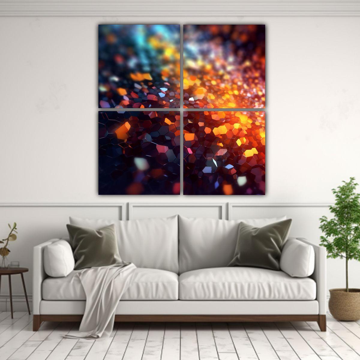 Cuatro Composición Creativa Abstracta: Hermoso 80x80 Cm-2