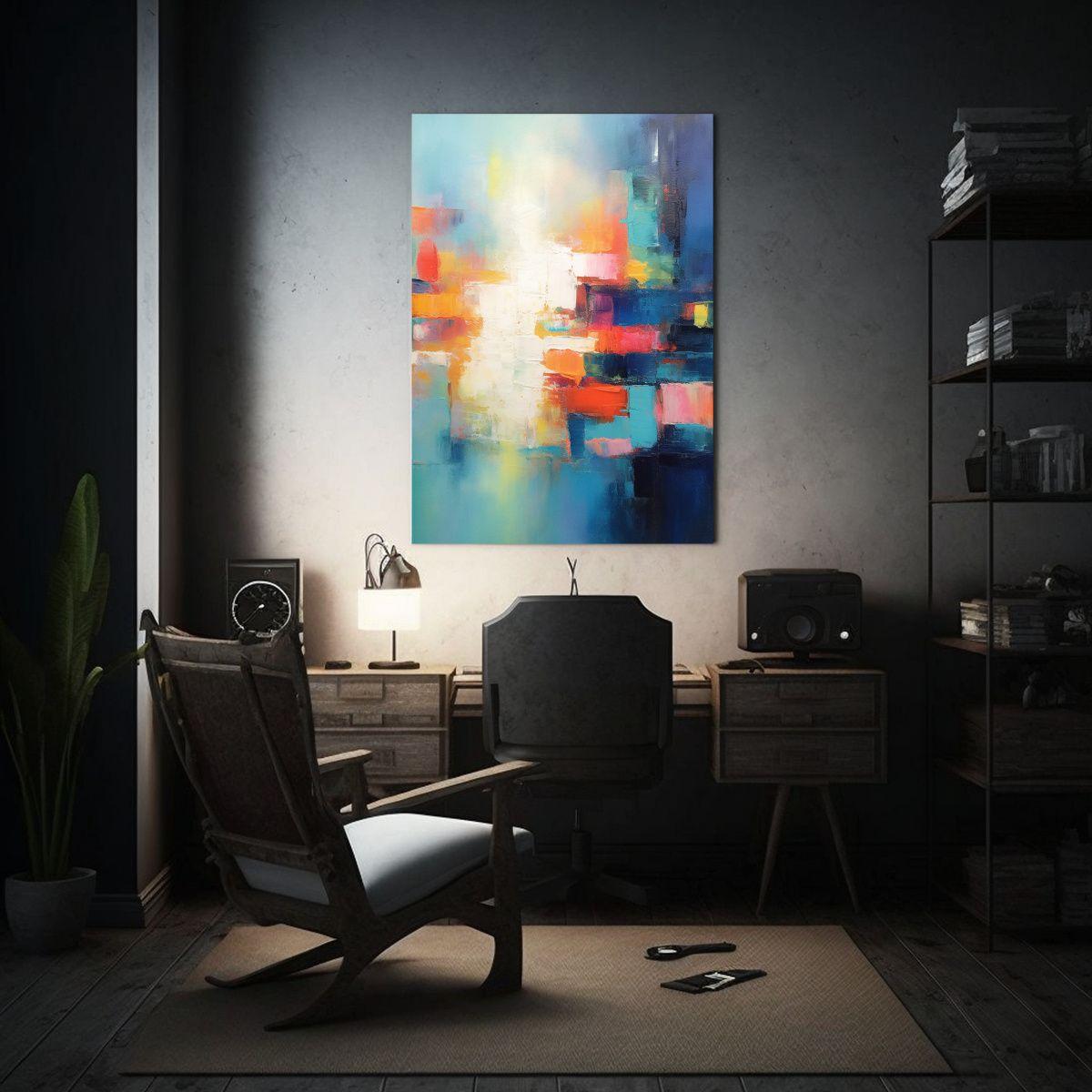 Cuadro Abstracto Llamativo Estilo Galería Pintura Al óleo  80x120cm-2