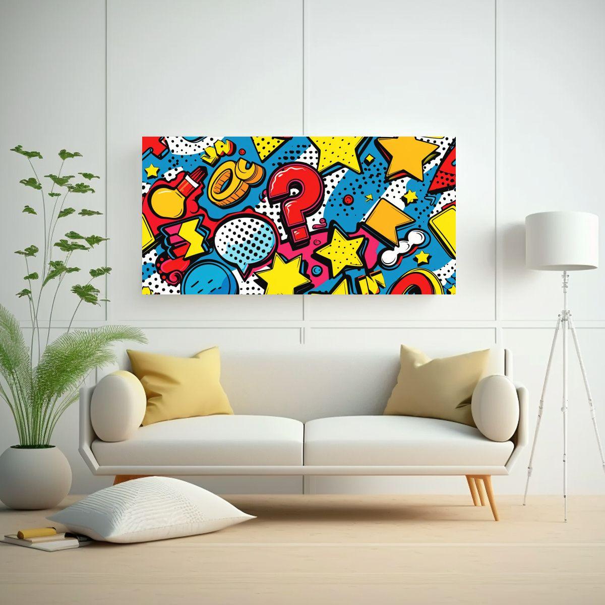 Cuadro Decorativo Con Patrón Estilo Pop Art Y 140x70cm-2