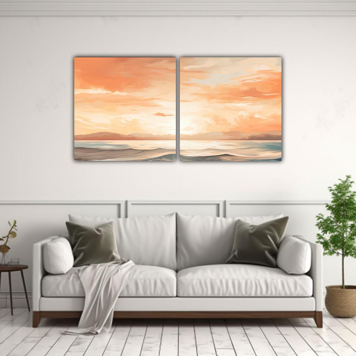 Paisaje Marino Cálido Al Atardecer, Decoración 100x50 Cm-2