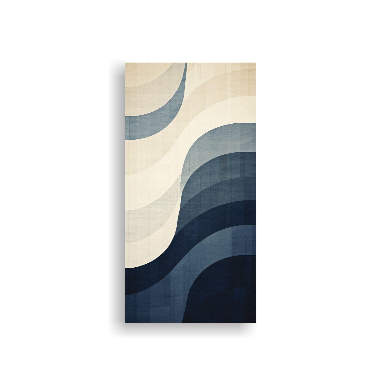 Cuadro Abstracto Azul Y Gris Sobre Lienzo Blanco 50x100cm-0