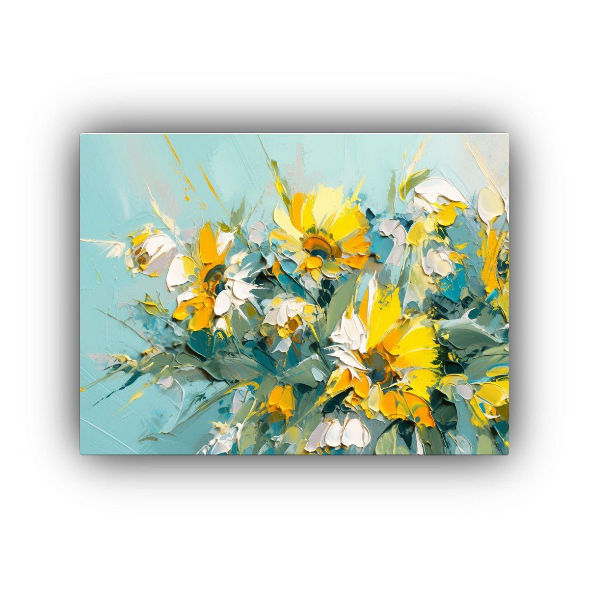 Cuadro Floral En Lienzo Con Composición Vanguardista En Ama 120x80cm-0