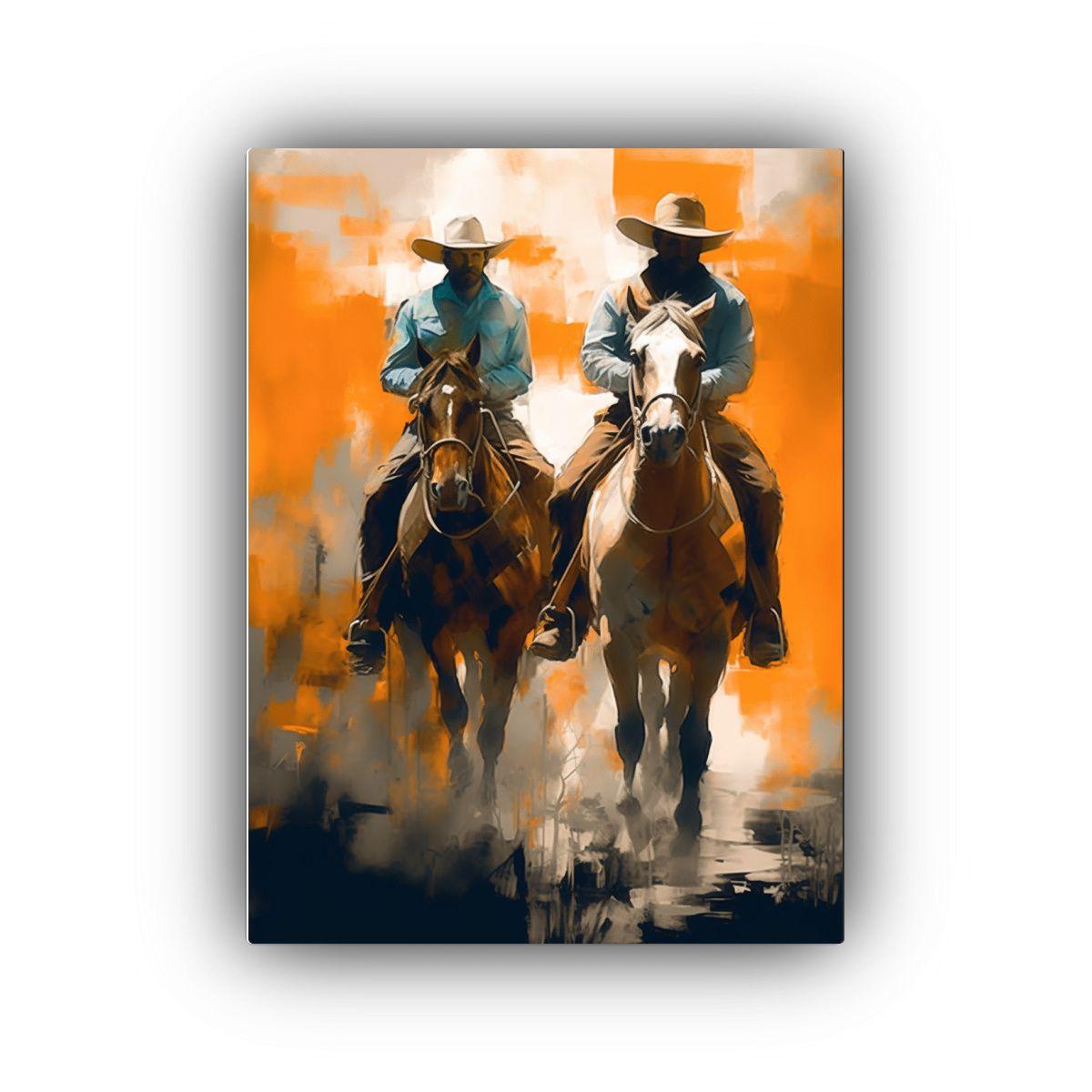 Cuadro Expresividad Pintura Cowboys Occidentales 30x45cm-0