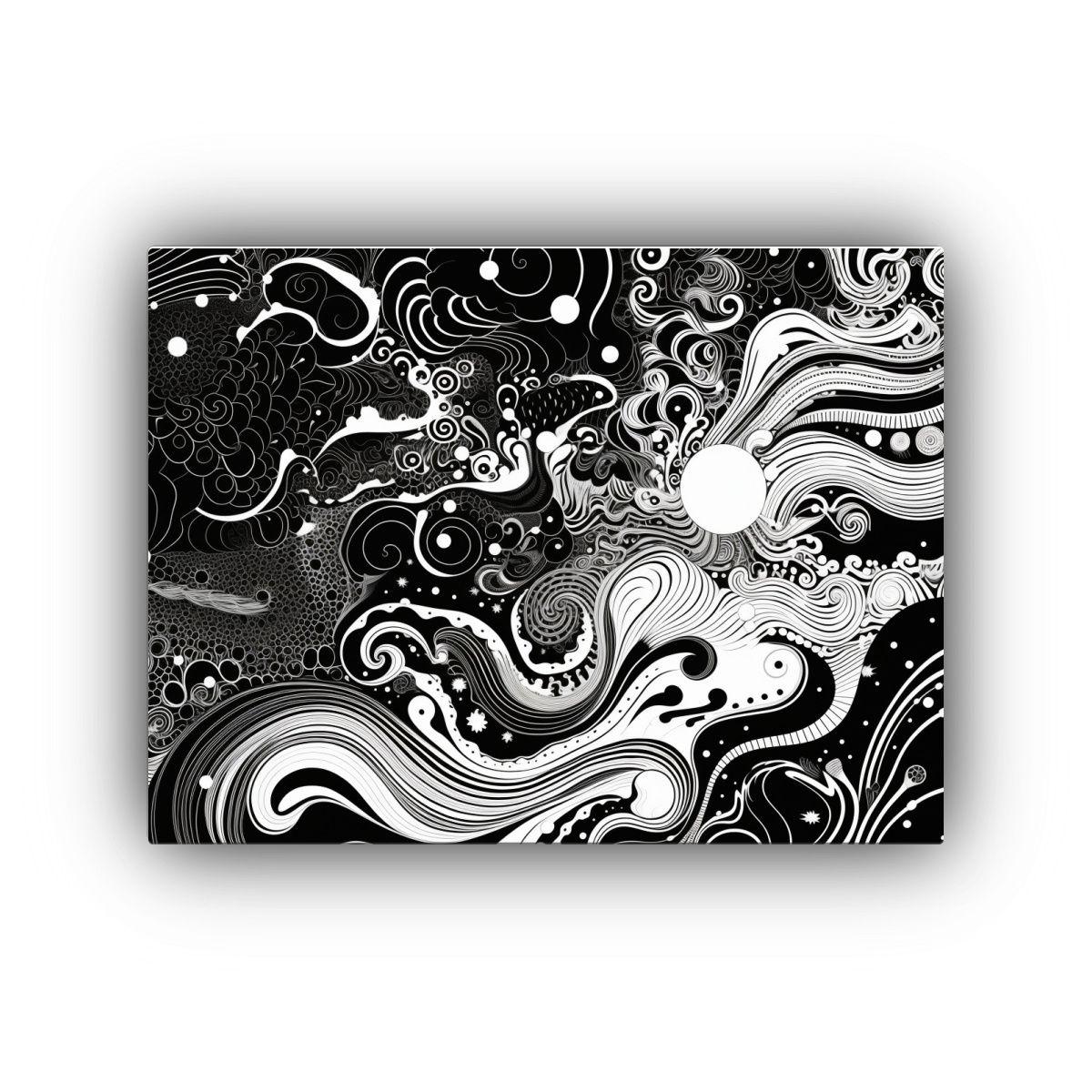 Pinturas Decorativas En Blanco Y Negro Con Líneas De Patron 120x80cm-0