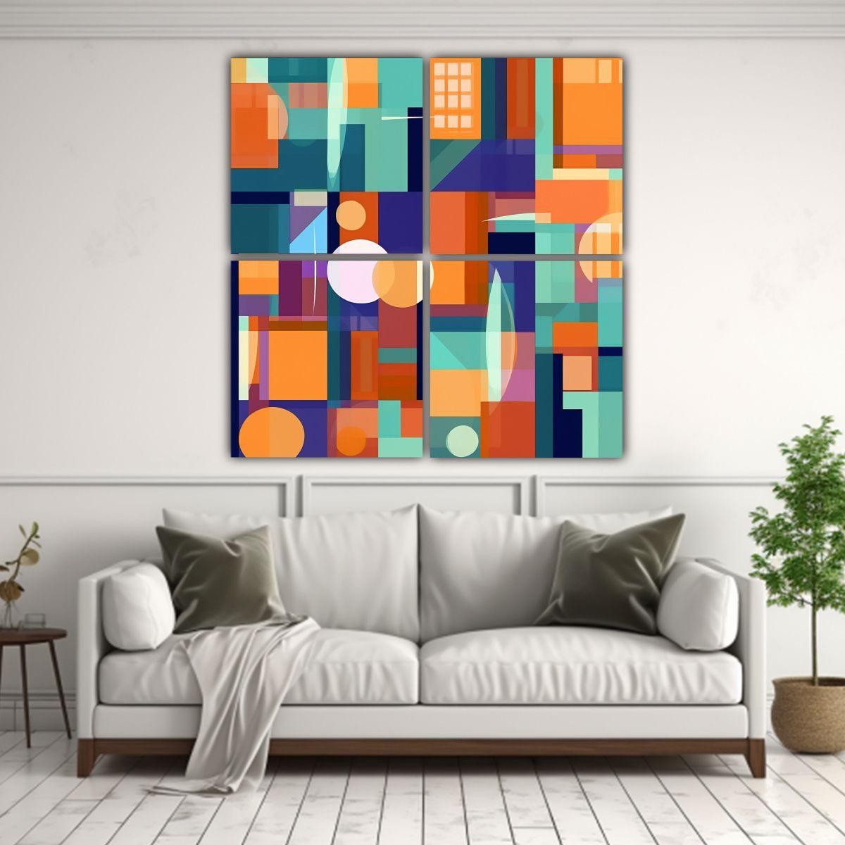 Cuatro Formas De Vanguardia En Pinturas De 100x100 Cm-2