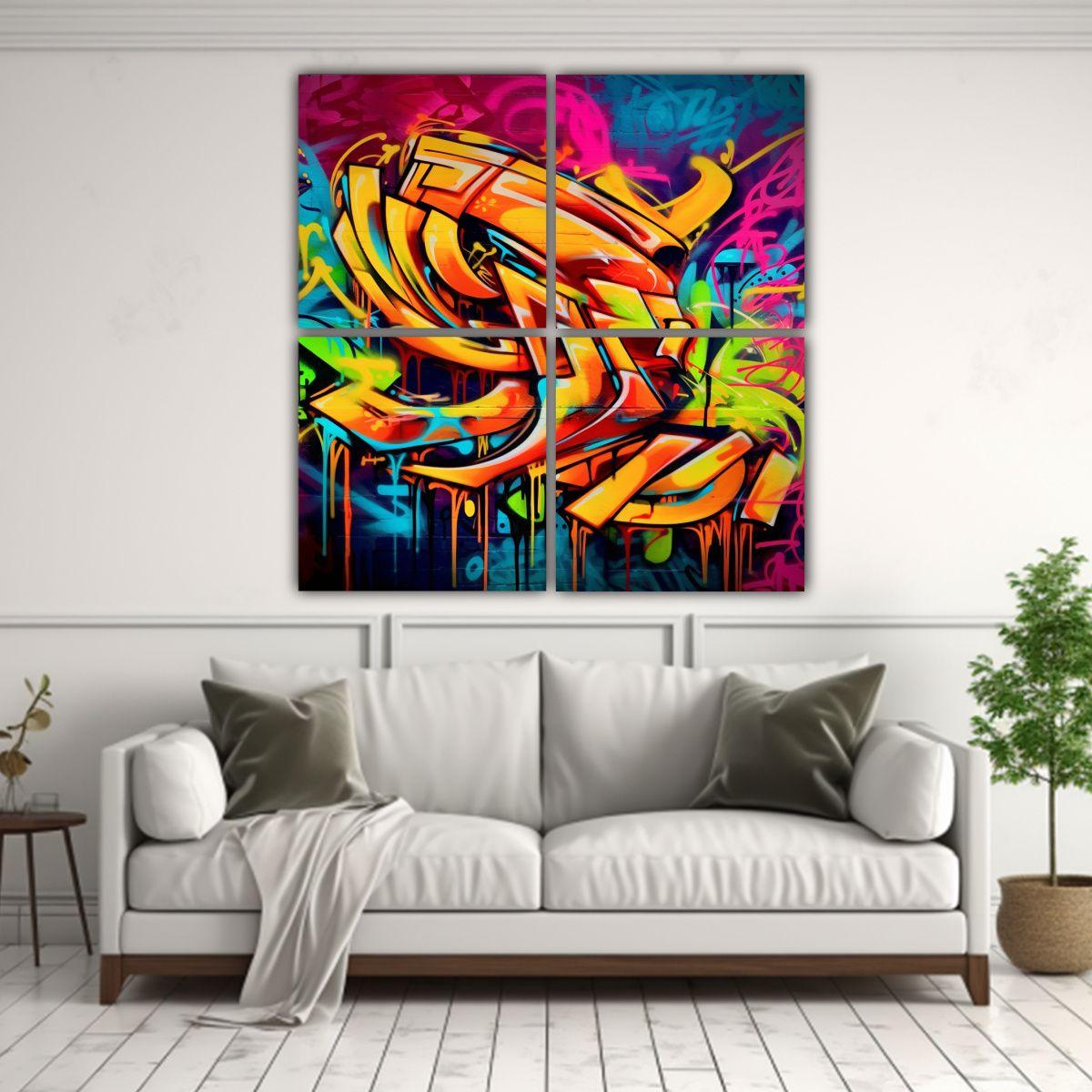 Pintura Decorativa Cuatro Cuadros Concepto 60x60 Cm-2