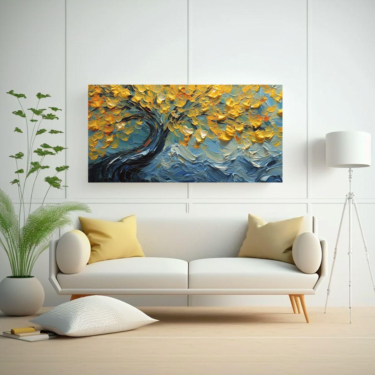 Pintura Abstracta Estilo Van Gogh, Elegancia 100x50cm-2