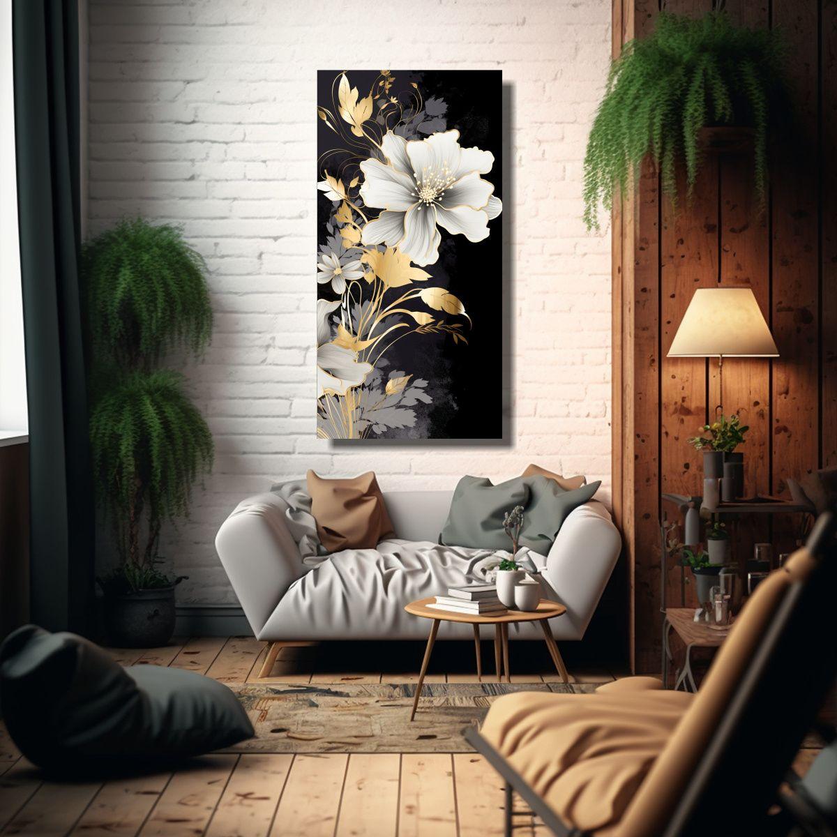 1 Cuadro Floral Neonoir Con Atmósfera En Estilo 80x160cm-2