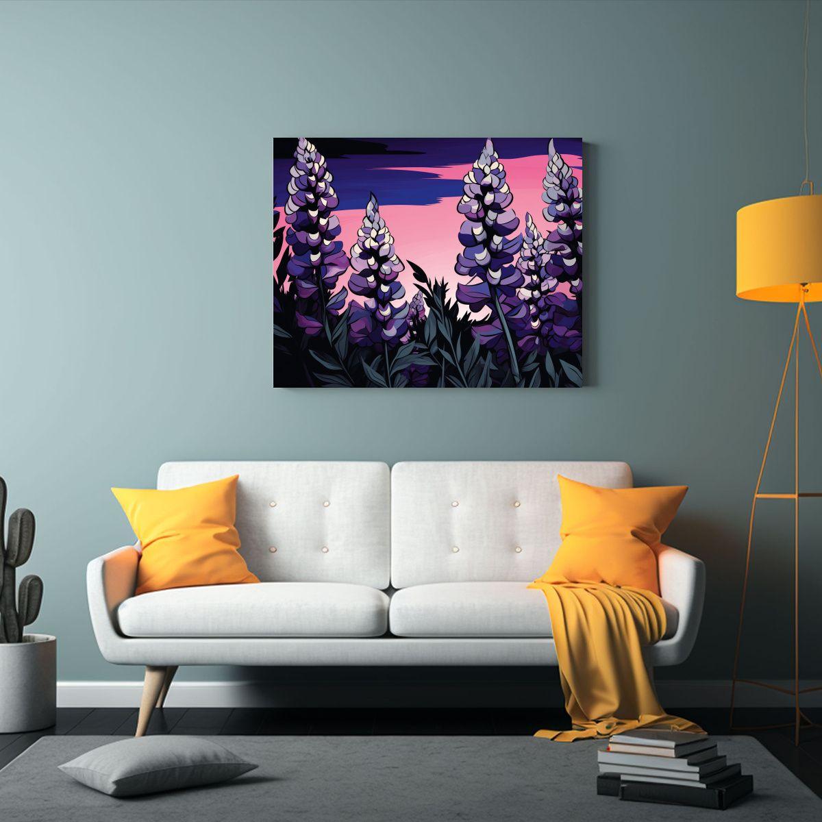 Pinturas Decorativas Neonoir Con Granos De Lupino En Morado  90x60cm-2