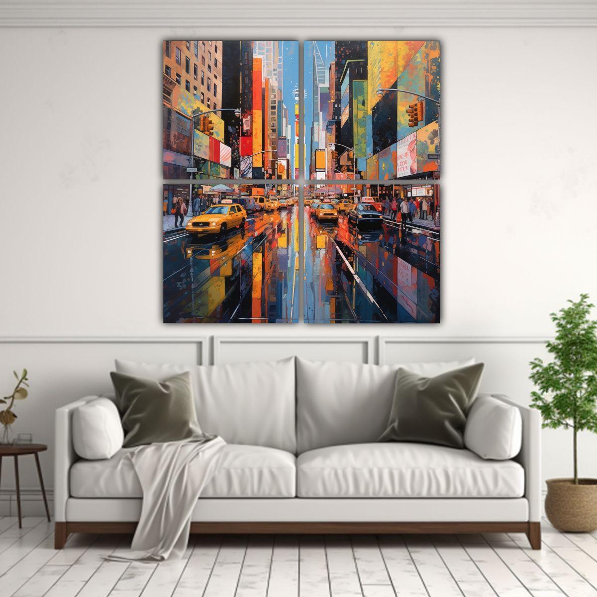 Cuatro Cuadros Abstractos Equilibrio Visual 140x140 Cm-2