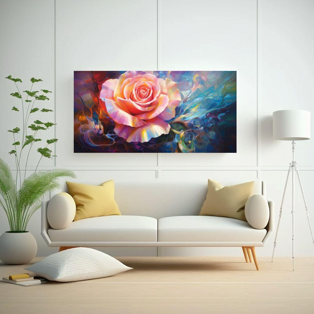 Pintura Abstracta De Rosas En Estilo Estilo óleo 60x30cm-2