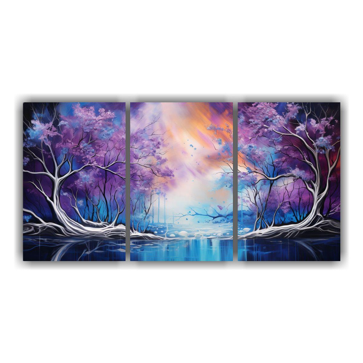 Pintura Púrpura Y Dorada En Estilo Fotográfico 120x60 Cm-0