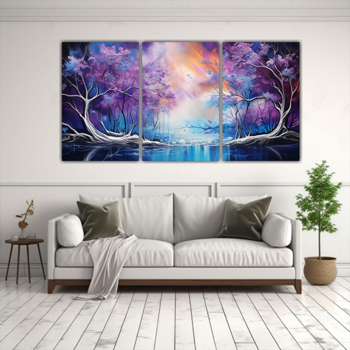 Pintura Púrpura Y Dorada En Estilo Fotográfico 120x60 Cm-2
