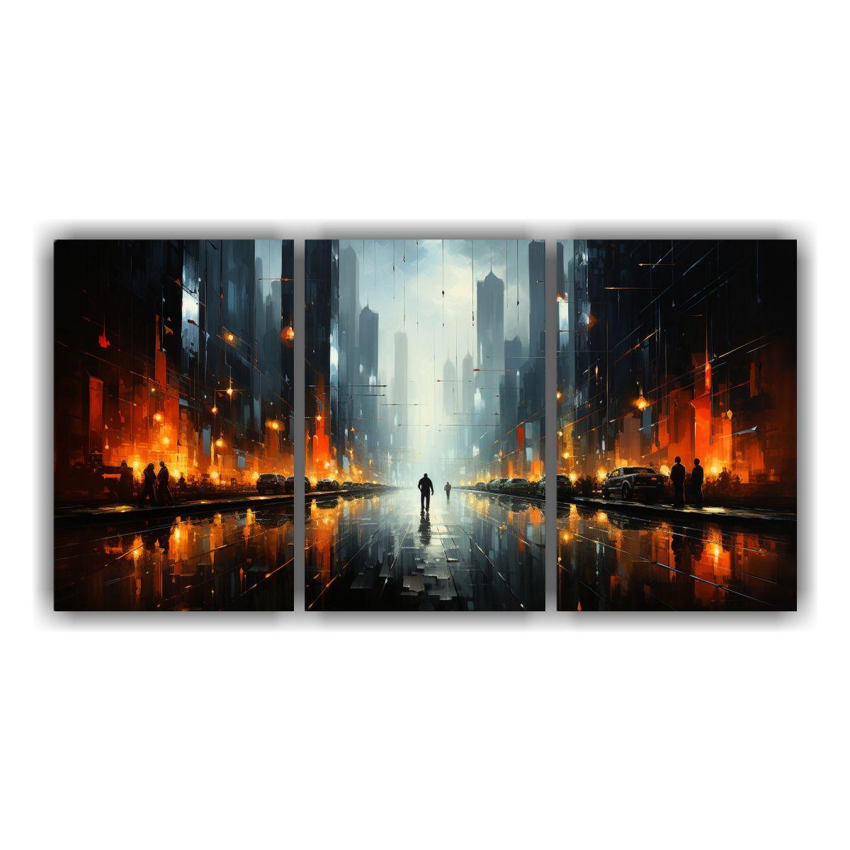 Pinturas Decorativas De Paisaje Urbano Abstracto 180x90 Cm-0