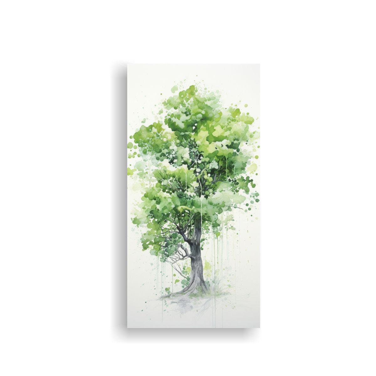 Cuadro Acuarela Abstracto árbol Higuera Verde Y B 20x40cm-0