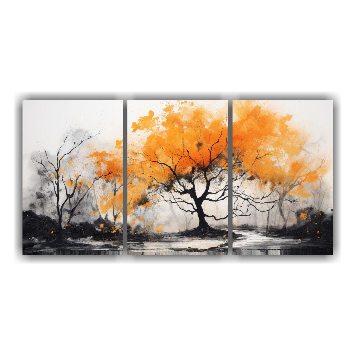 Pintura Abstracta De árbol Forestal En Colores 60x30 Cm-0