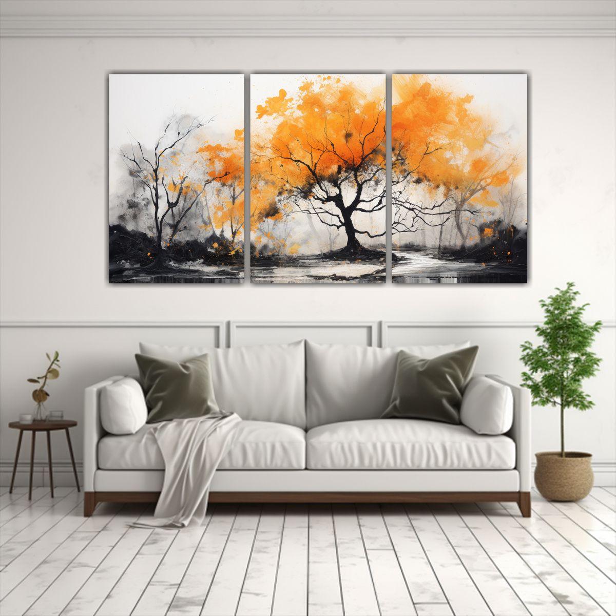 Pintura Abstracta De árbol Forestal En Colores 60x30 Cm-2