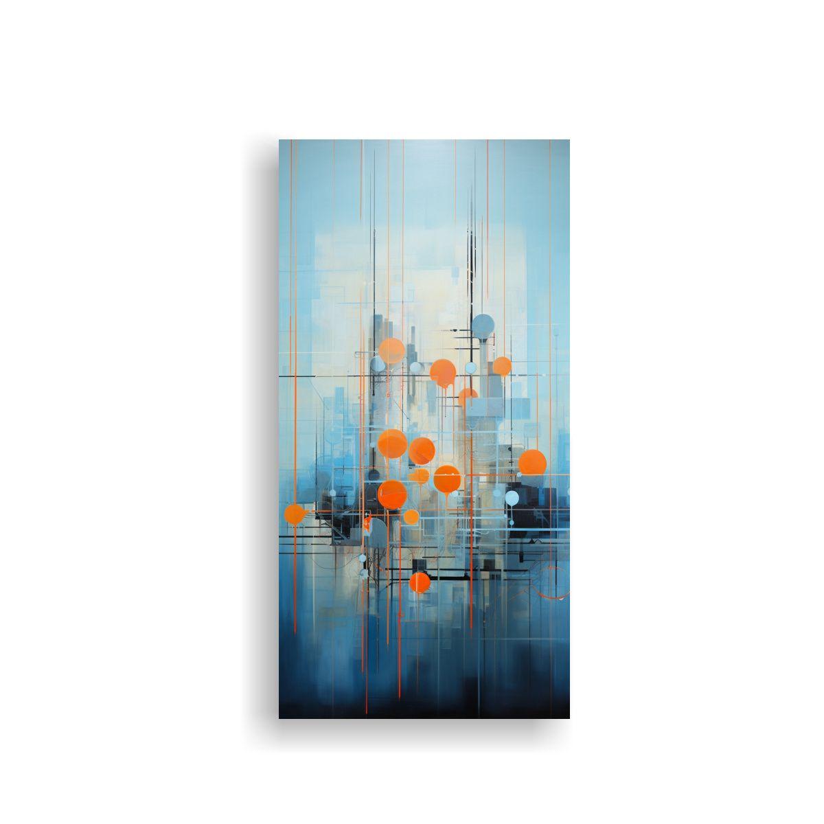 Pintura Abstracta De Arte De Pared En Azul Y 80x160 Cm-0