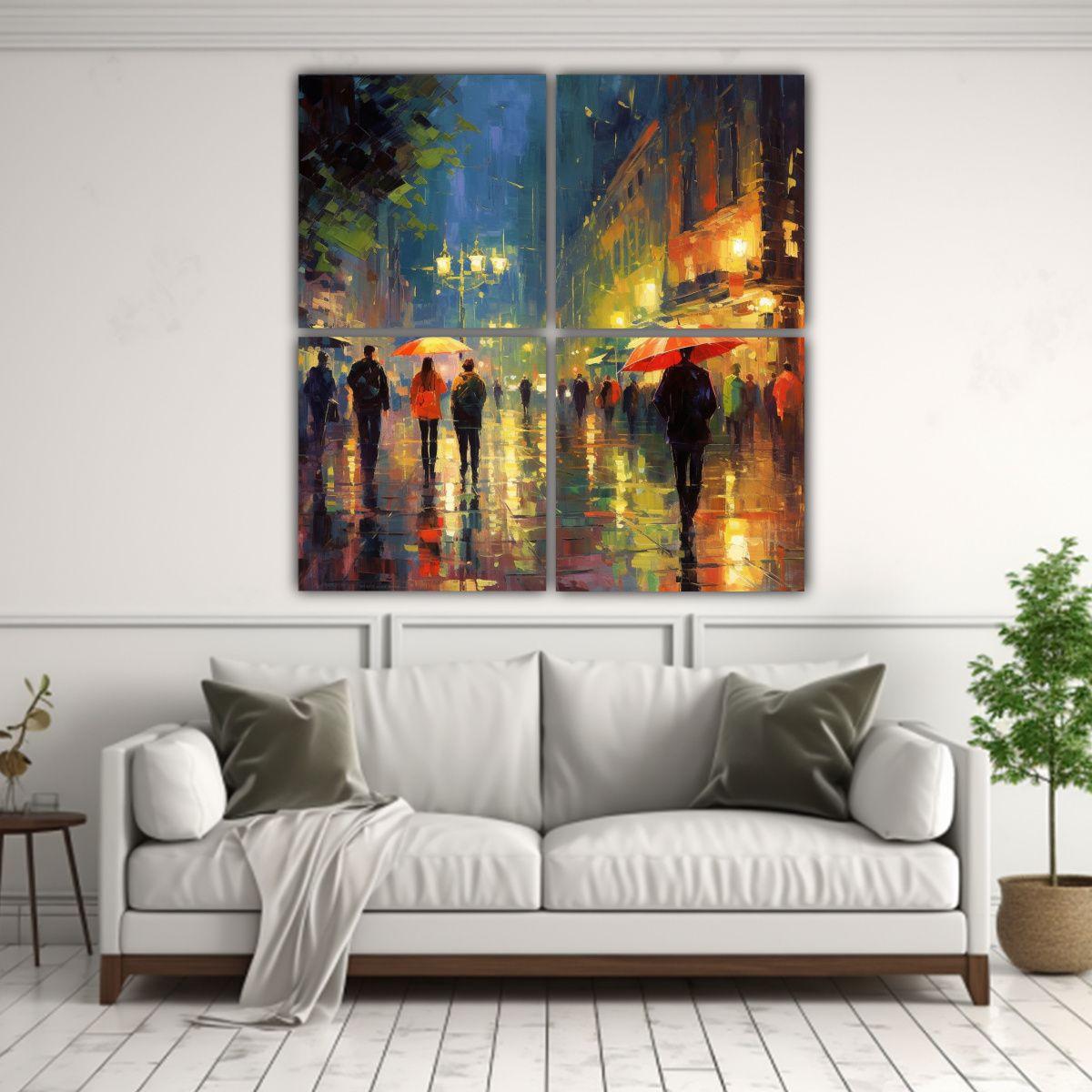 Lienzos De Tela: Cuatro Llamativos Cuadros De 160x160 Cm-2