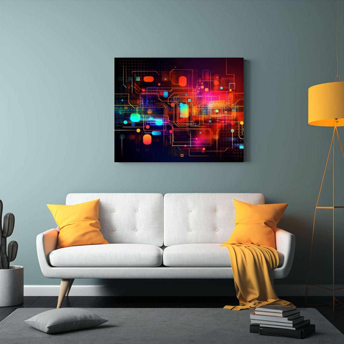 Lienzo Abstracto Oficina Tecnología Comunicación Concepto  120x80cm-2