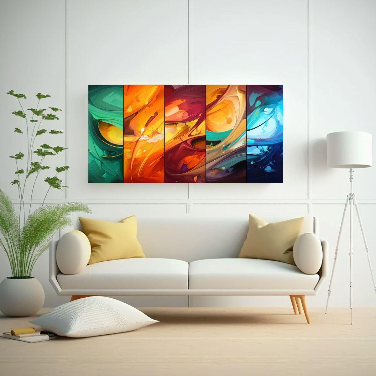 Cuadros Abstractos Vivos Para Dormitorio De Alta 140x70 Cm-2