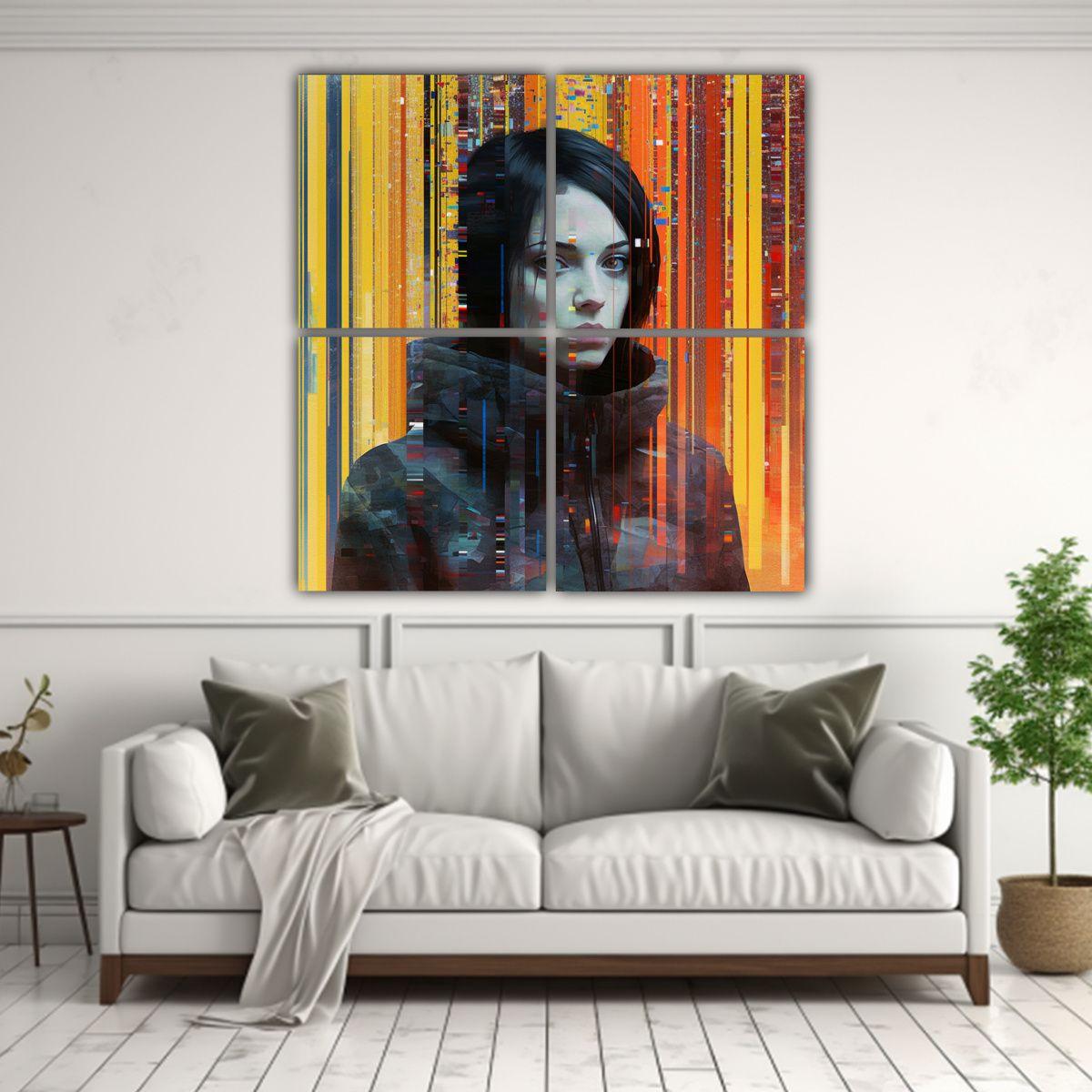 4 Lienzos De Tela Tonos Estéticos Colossi Glitch 60x60 Cm-2
